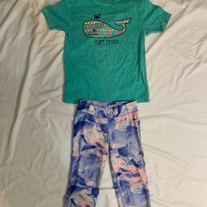 T shirt (L) and leggings (large 10/12) - girls